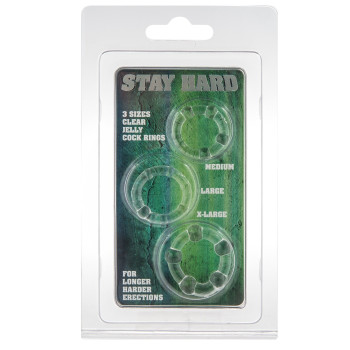 Набір з 3 шт ерекційних кілець STAY HARD-Three Rings Clear, 35500-CLEAR