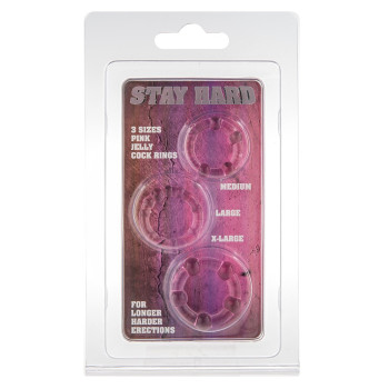 Набір з 3 шт ерекційних кілець STAY HARD-Three Rings Pink, 35500-PINK