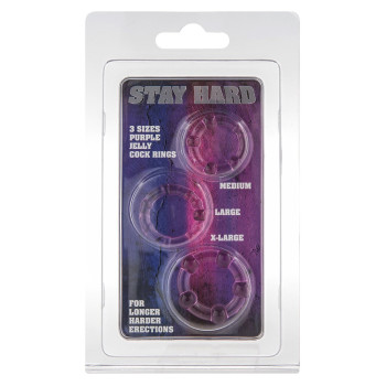 Набір з 3 шт ерекційних кілець STAY HARD-Three Rings Purple, 35500-PURPLE