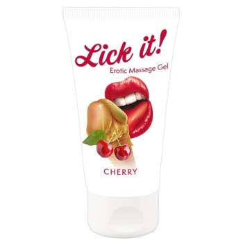 Веганський масажний гель на водній основі з ароматом і смаком вишні-Lick-it Cherry, 50 мл