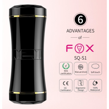 Мастурбатор із двома входами FOX Masturbation Cup - Double Ends black, BS6300035