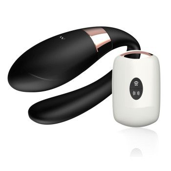 Вібромасажер для пар з пультом дистанційного керування - Boss Series V-Vibe Black USB 7 Function, BS6200003