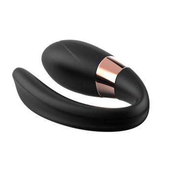 Вібромасажер для пар з пультом дистанційного керування - Boss Series V-Vibe Black USB 7 Function, BS6200003