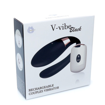 Вібромасажер для пар з пультом дистанційного керування - Boss Series V-Vibe Black USB 7 Function, BS6200003