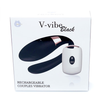 Вібромасажер для пар з пультом дистанційного керування - Boss Series V-Vibe Black USB 7 Function, BS6200003
