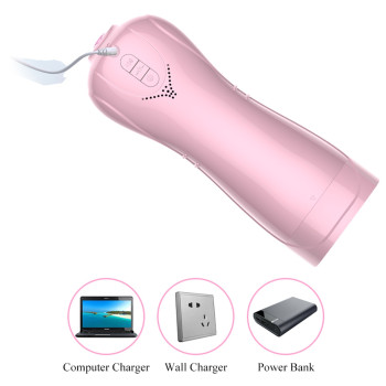 Мастурбатор с вибростимуляцией FOXSHOW Vibrating and Flashing Masturbation Cup Pink USB 7+7 Function, BS6300022