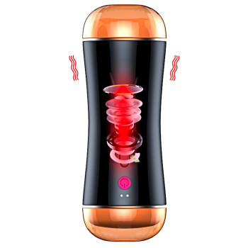 Мастурбатор з двома входами FOXSHOW Vibrating Masturbation Cup USB 10 + Interactive Function Black, BS6300045