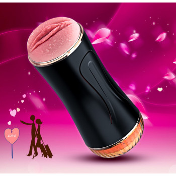 Мастурбатор з двома входами FOXSHOW Vibrating Masturbation Cup USB 10 + Interactive Function Black, BS6300045