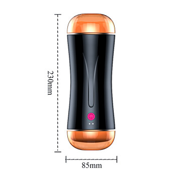 Мастурбатор з двома входами FOXSHOW Vibrating Masturbation Cup USB 10 + Interactive Function Black, BS6300045