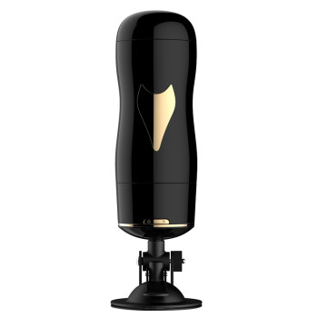 Мастурбатор із двома входами на присосці Boss Series: Vibrating Masturbation Cup Black, BS6300056