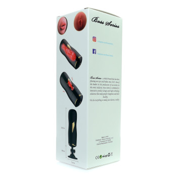 Мастурбатор із двома входами на присосці Boss Series: Vibrating Masturbation Cup Black, BS6300056