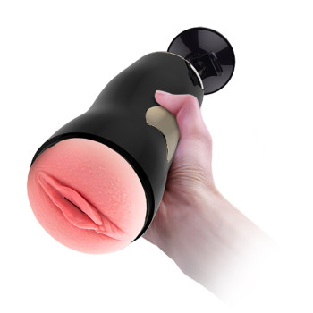 Мастурбатор із двома входами на присосці Boss Series: Vibrating Masturbation Cup Black, BS6300056