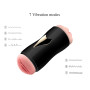 Мастурбатор із двома входами на присосці Boss Series: Vibrating Masturbation Cup Black, BS6300056