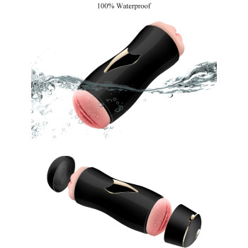 Мастурбатор із двома входами на присосці Boss Series: Vibrating Masturbation Cup Black, BS6300056