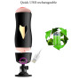 Мастурбатор із двома входами на присосці Boss Series: Vibrating Masturbation Cup Black, BS6300056