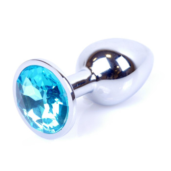 Анальная пробка Boss Series - Jewellery Silver PLUG Light Blue S, BS6400014