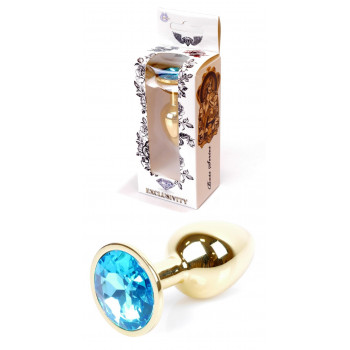 Анальний затор Boss Series - Jewellery Gold PLUG Light Blue S, BS6400022