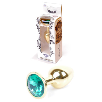 Анальний затор Boss Series - Jewellery Gold PLUG Green S, BS6400024