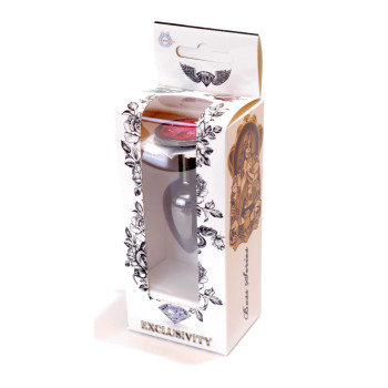 Анальная пробка Boss Series - Jewellery Dark Silver PLUG Pink S, BS6400026