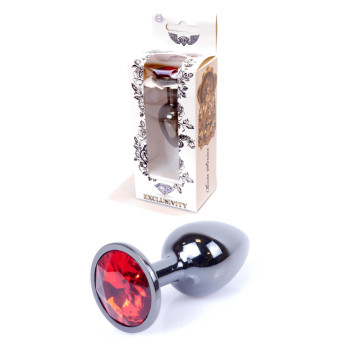 Анальний затор Boss Series - Jewellery Dark Silver PLUG Red S, BS6400028