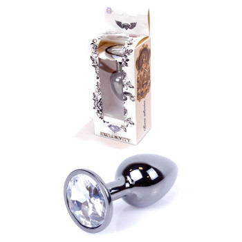 Анальний затор Boss Series - Jewellery Dark Silver PLUG Clear S, BS6400030