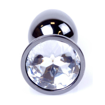Анальний затор Boss Series - Jewellery Dark Silver PLUG Clear S, BS6400030