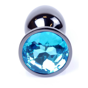 Анальная пробка Boss Series - Jewellery Dark Silver PLUG Light Blue S, BS6400031