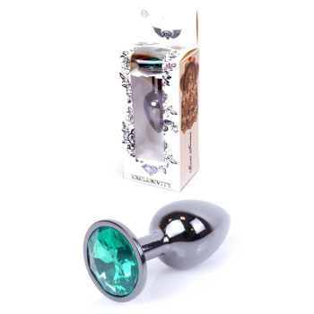 Анальний затор Boss Series - Jewellery Dark Silver PLUG Green S, BS6400033