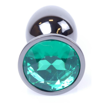 Анальная пробка Boss Series - Jewellery Dark Silver PLUG Green S, BS6400033