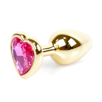 Анальний затор Boss Series - Jewellery Gold Heart PLUG Pink S, BS6400035