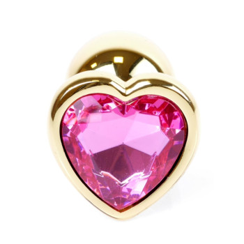 Анальний затор Boss Series - Jewellery Gold Heart PLUG Pink S, BS6400035