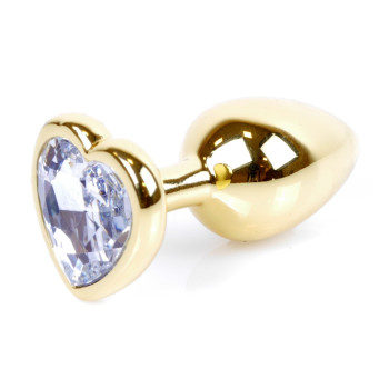 Анальная пробка Boss Series - Jewellery Gold Heart PLUG Clear S, BS6400039