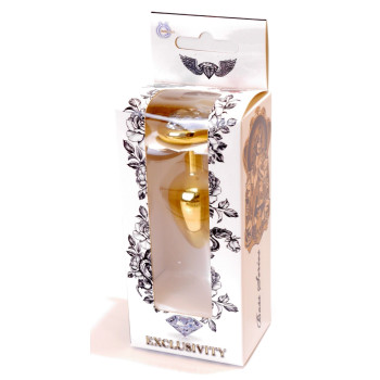 Анальная пробка Boss Series - Jewellery Gold Heart PLUG Clear S, BS6400039