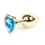 Анальний затор Boss Series - Jewellery Gold Heart PLUG Light Blue S, BS6400040