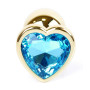 Анальний затор Boss Series - Jewellery Gold Heart PLUG Light Blue S, BS6400040