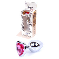 Анальний затор Boss Series - Jewellery Silver Heart PLUG Pink S, BS6400044