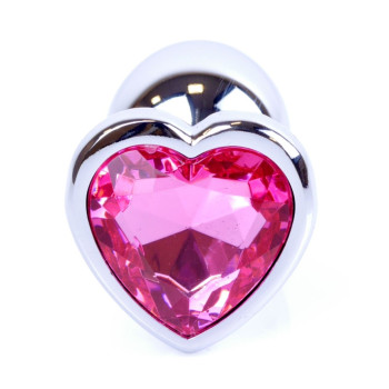 Анальная пробка Boss Series - Jewellery Silver Heart PLUG Pink S, BS6400044