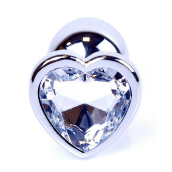 Анальная пробка Boss Series - Jewellery Silver Heart PLUG Clear S, BS6400048