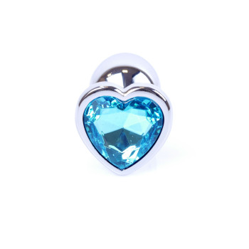 Анальная пробка Boss Series - Jewellery Silver Heart PLUG Light Bluer S, BS6400049