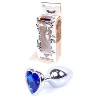Анальний затор Boss Series - Jewellery Silver Heart PLUG Dark Blue S, BS6400050