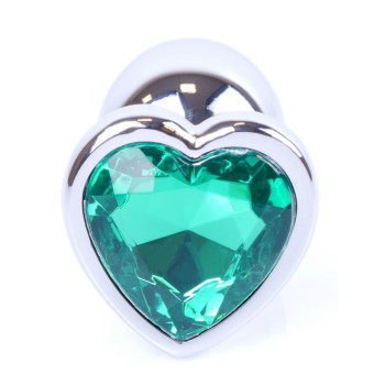 Анальная пробка Boss Series - Jewellery Silver Heart PLUG Green S, BS6400051
