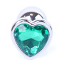 Анальная пробка Boss Series - Jewellery Silver Heart PLUG Green S, BS6400051