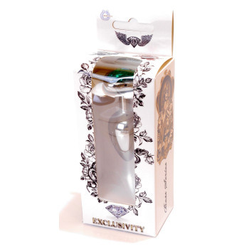 Анальная пробка Boss Series - Jewellery Silver Heart PLUG Green S, BS6400051