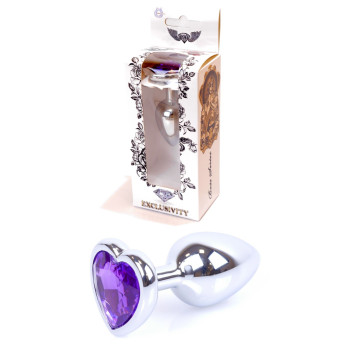 Анальная пробка Boss Series - Jewellery Silver Heart PLUG Purple S, BS6400052