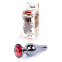 Анальний затор Boss Series - Jewellery Dark Silver BUTT PLUG Red, BS6400055