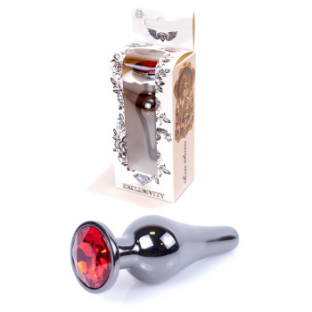 Анальний затор Boss Series - Jewellery Dark Silver BUTT PLUG Red, BS6400055