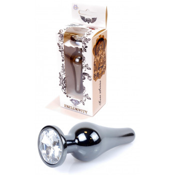 Анальний затор Boss Series - Jewellery Dark Silver BUTT PLUG Clear, BS6400057