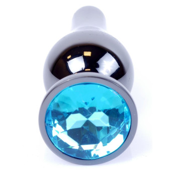 Анальная пробка Boss Series - Jewellery Dark Silver BUTT PLUG Light Blue, BS6400058