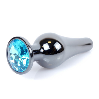 Анальная пробка Boss Series - Jewellery Dark Silver BUTT PLUG Light Blue, BS6400058