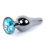 Анальная пробка Boss Series - Jewellery Dark Silver BUTT PLUG Light Blue, BS6400058